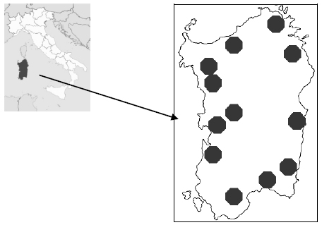 Geolocalizzazione del Mirto di Sardegna