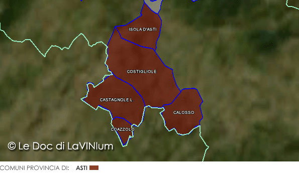 Mappa vino Docg Barbera d'Asti sottozona Tinella