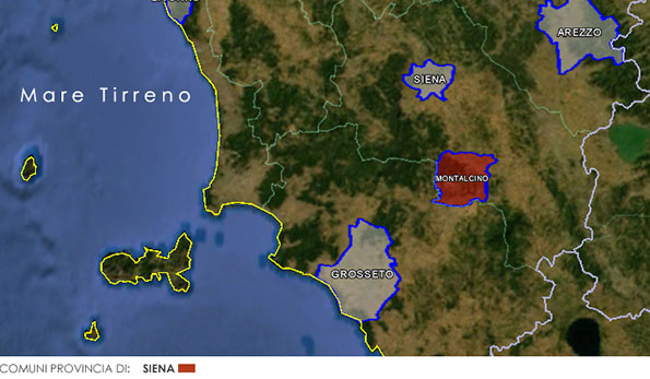 Mappa vino Docg Brunello di Montalcino