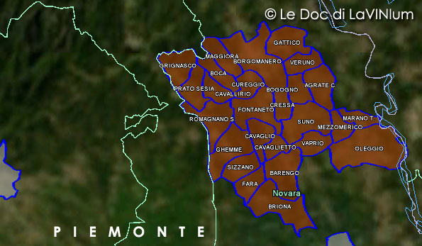 Mappa vino Doc Colline Novaresi